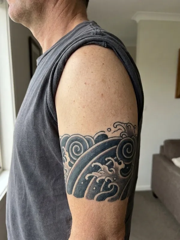 Japanese cover-up tattoo over an old tattoo