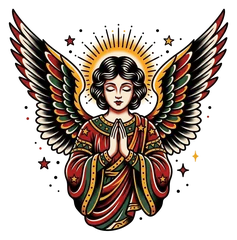 Traditional angel tattoo design