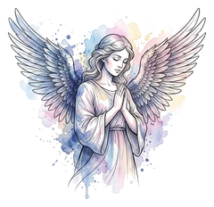 Watercolor angel tattoo design