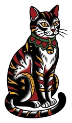 Traditional cat tattoo design