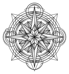 Geometric compass tattoo design