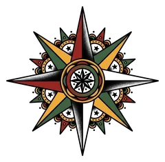 Traditional compass tattoo design