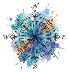 Watercolor compass tattoo design