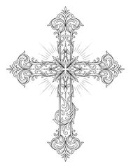 Fine line cross tattoo design