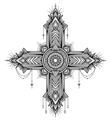 Geometric cross tattoo design