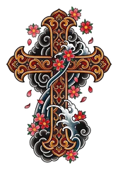 Japanese cross tattoo design