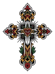 Traditional cross tattoo design
