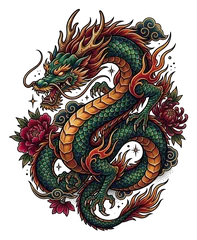 Neo-traditional dragon tattoo design