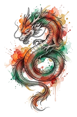 Watercolor dragon tattoo design