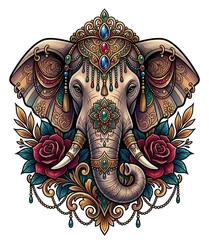 Neo-traditional elephant tattoo design