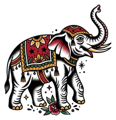 Traditional elephant tattoo design