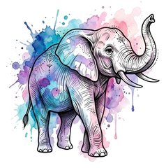 Watercolor elephant tattoo design