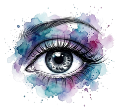Watercolor eye tattoo design