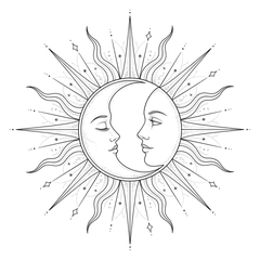 Fine line sun and moon tattoo design