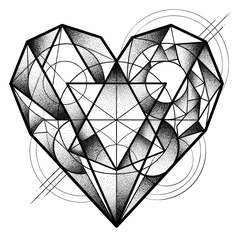 Geometric heart tattoo design