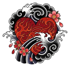 Japanese heart tattoo design