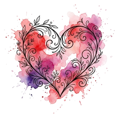 Watercolor heart tattoo design