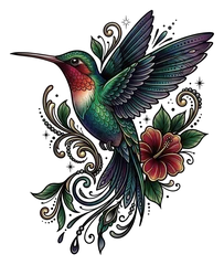 Neo-traditional hummingbird tattoo design