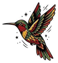 Traditional hummingbird tattoo design