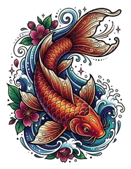 Neo-traditional koi fish tattoo design