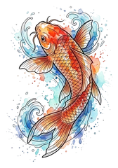 Watercolor koi fish tattoo design