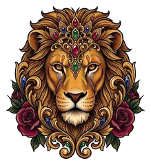 Neo-traditional lion tattoo design