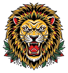 Traditional lion tattoo design