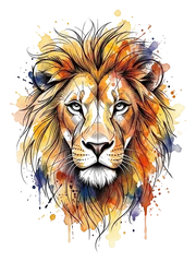Watercolor lion tattoo design