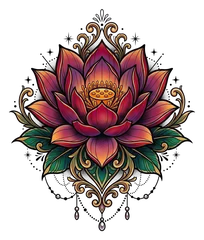 Neo-traditional lotus tattoo design
