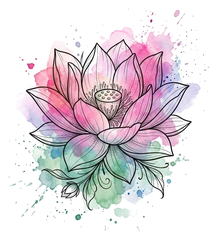 Watercolor lotus tattoo design