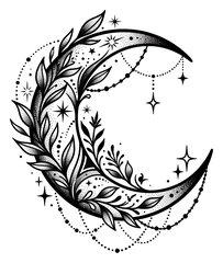 Blackwork moon tattoo design