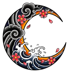 Japanese moon tattoo design