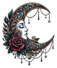 Neo-traditional moon tattoo design