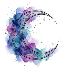Watercolor moon tattoo design