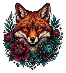 Neo-traditional fox tattoo design