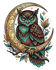 Neo-traditional owl tattoo design