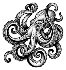 Blackwork octopus tattoo design