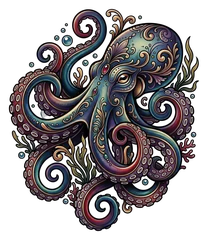 Neo-traditional octopus tattoo design