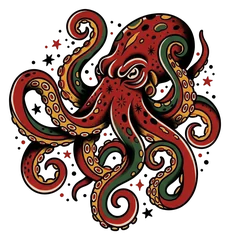 Traditional octopus tattoo design