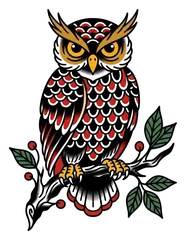 Traditional owl tattoo design