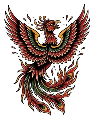 Traditional phoenix tattoo design