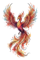 Watercolor phoenix tattoo design