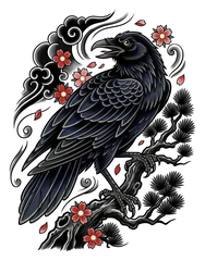Japanese raven tattoo design
