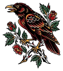 Traditional raven tattoo design