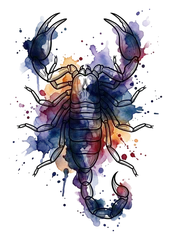 Watercolor scorpion tattoo design