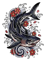 Japanese shark tattoo design
