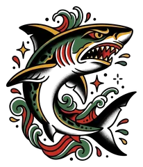 Traditional shark tattoo design