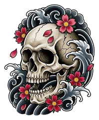 Japanese skull tattoo design