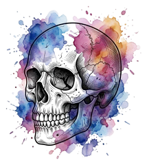 Watercolor skull tattoo design