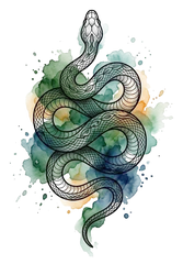 Watercolor snake tattoo design